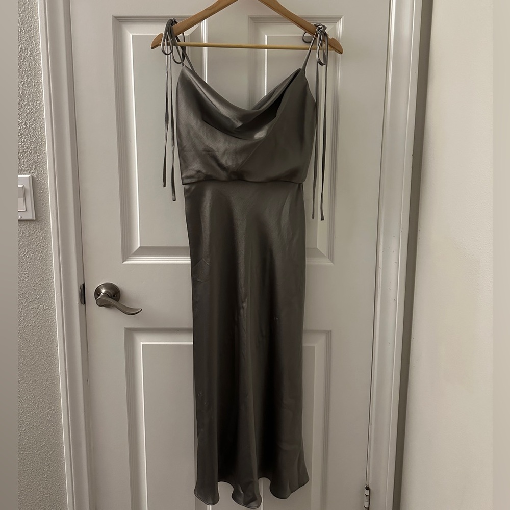 Jenny Yoo Kat #Satin dress in Moss